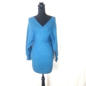 petal raz shania teal min sweater dress